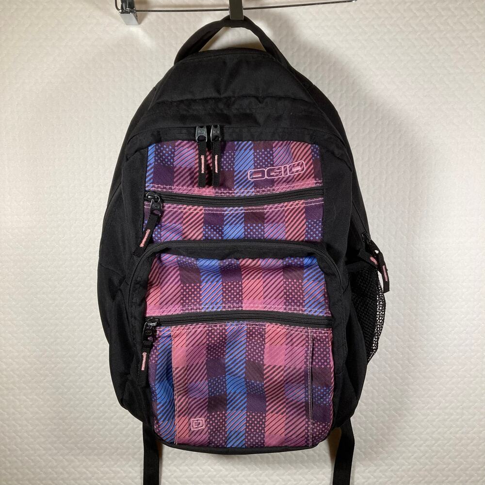 OGIO Black and Pink Plaid Laptop Backpack